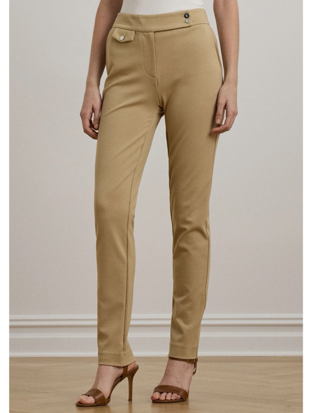 Lauren Ralph Lauren Ponte Ankle Pants in Tan Size M